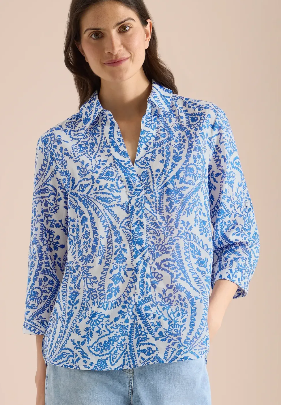 3/4-Arm Bluse in langer Passform