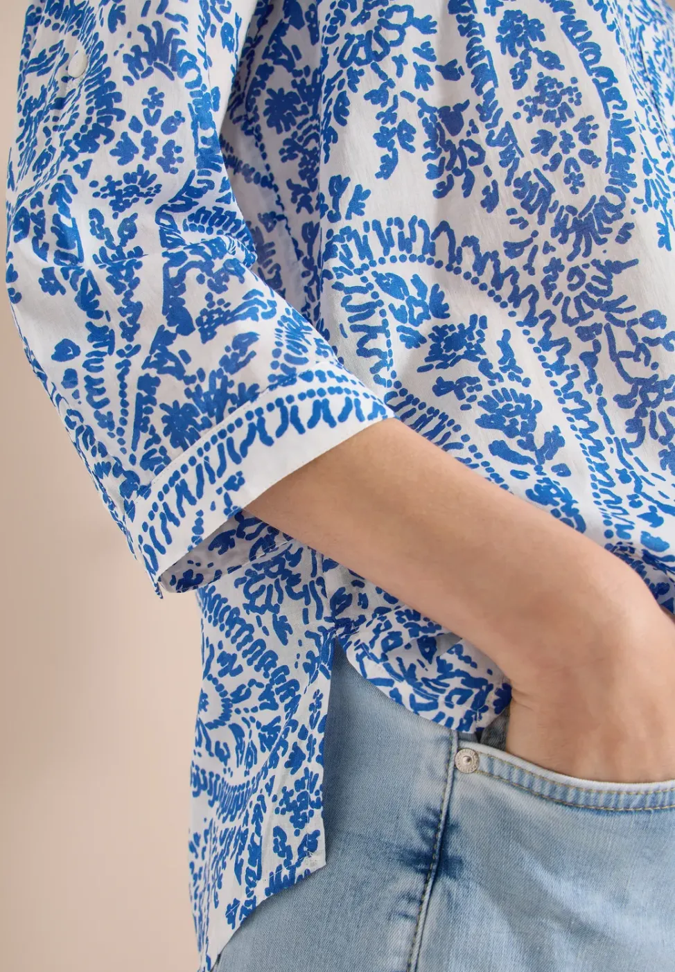 3/4-Arm Bluse in langer Passform