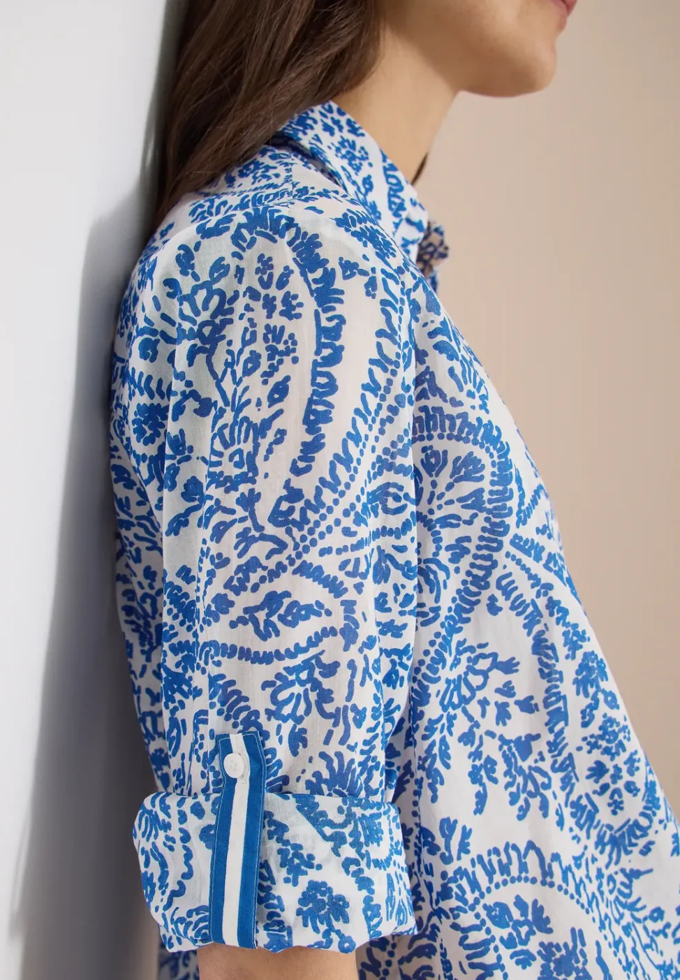 3/4-Arm Bluse in langer Passform