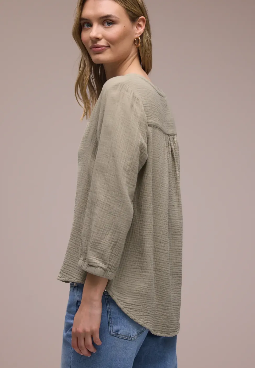 3/4-Arm Bluse in Musselinqualität