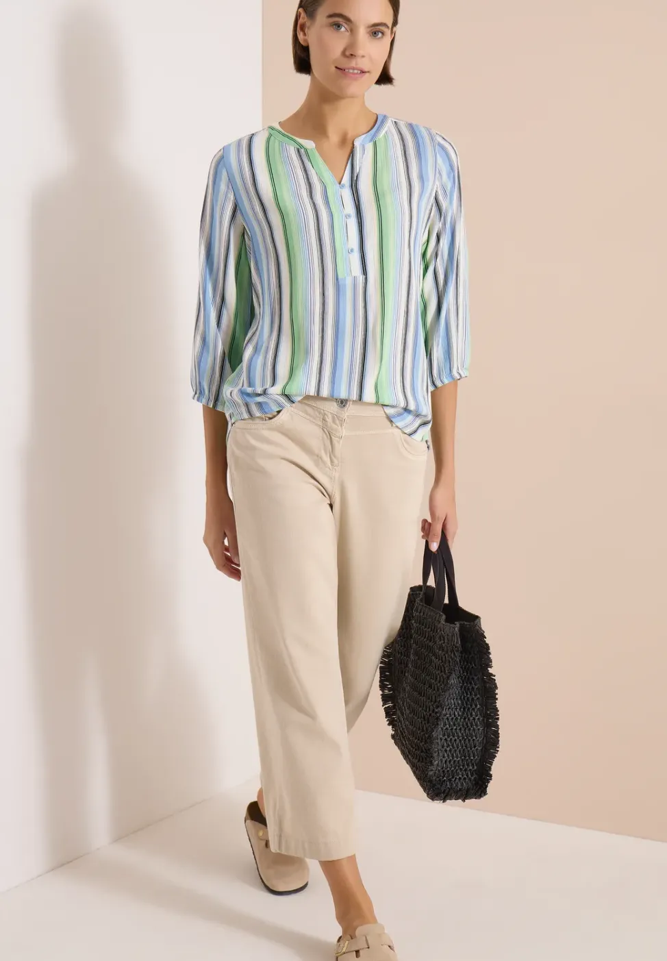 3/4-Arm Bluse mit Multicolor Streifen