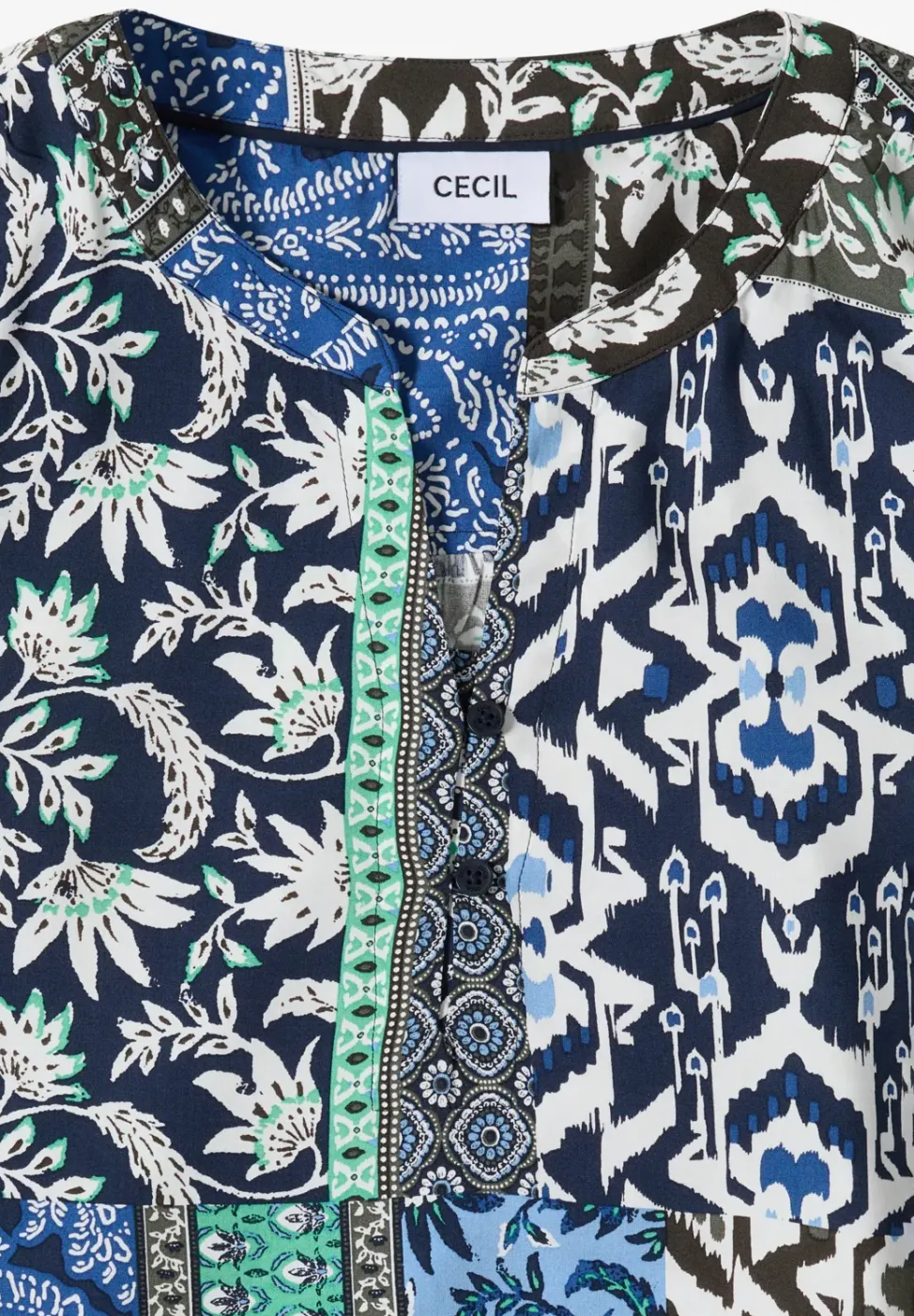 3/4-Arm Bluse mit Patchwork-Print