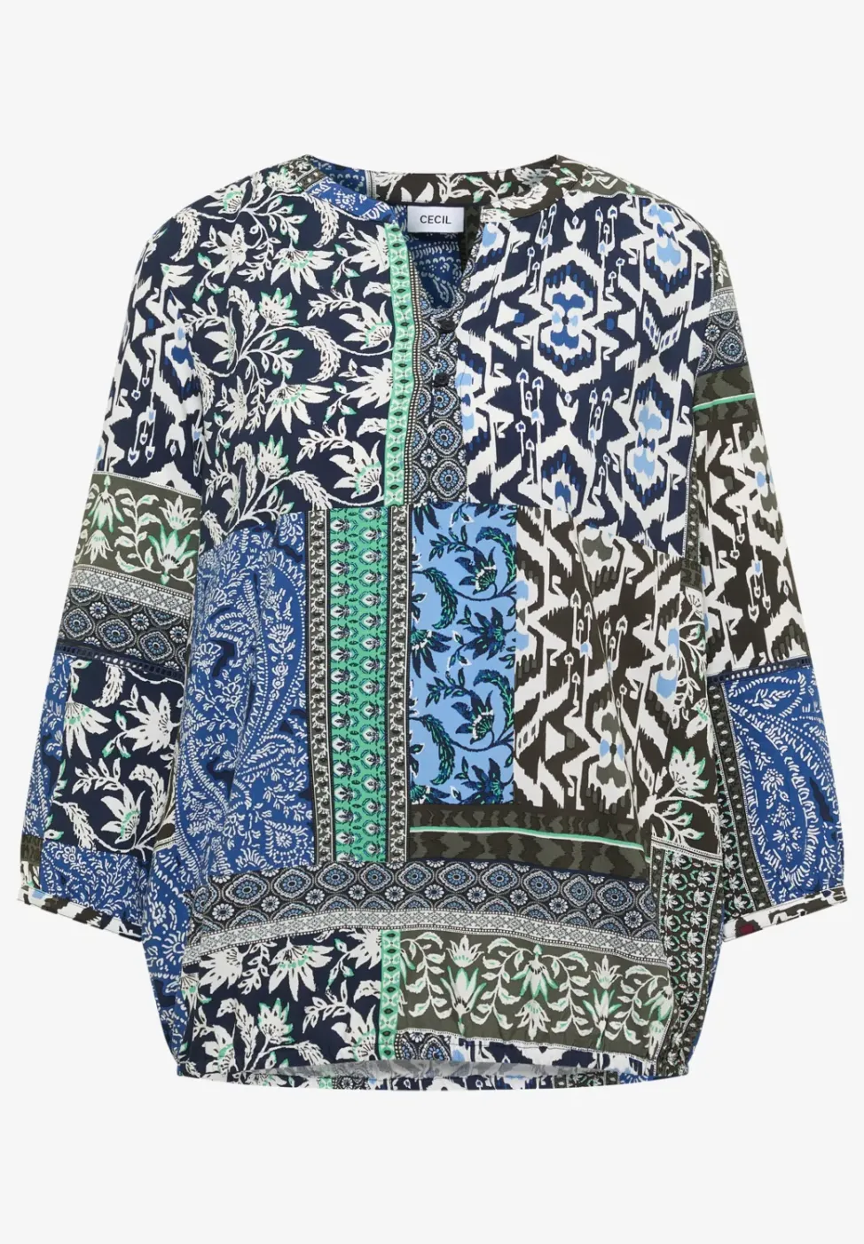 3/4-Arm Bluse mit Patchwork-Print