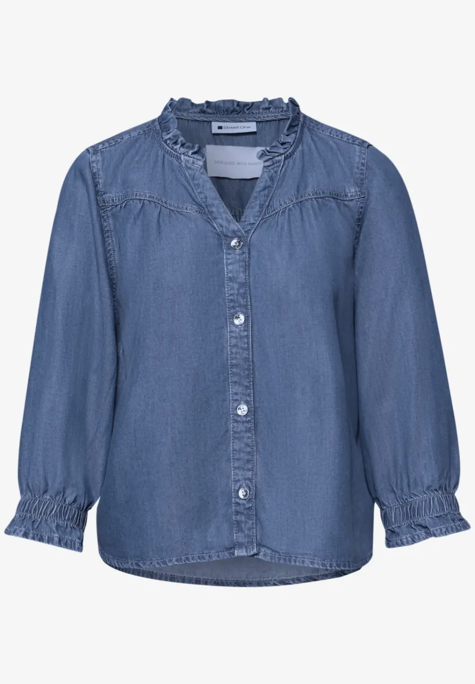 3/4-Arm Bluse mit Rüschendetails