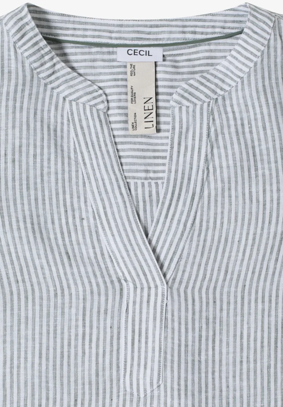 3/4-Arm Bluse mit Split Neck aus Leinen