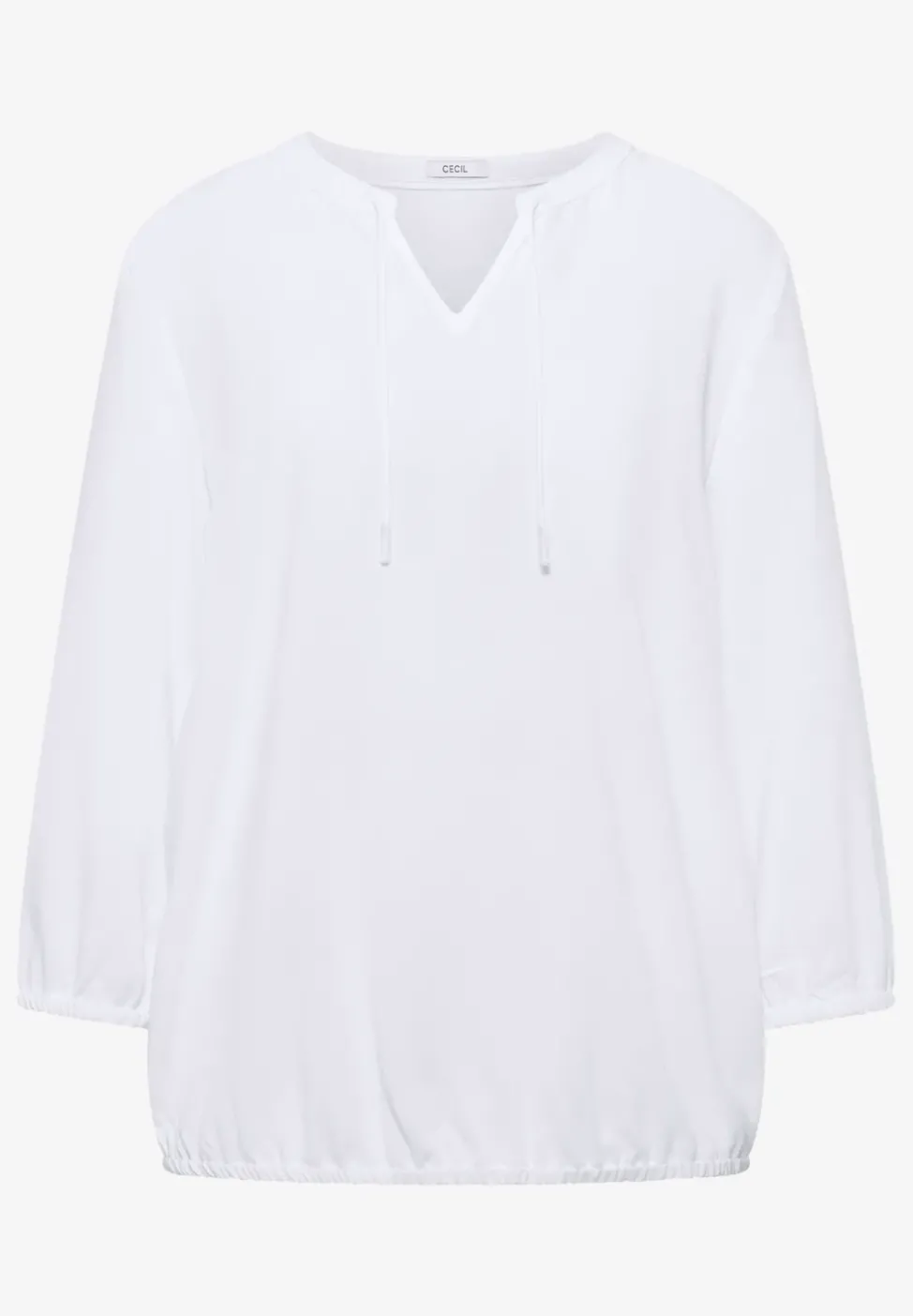 3/4-Arm Bluse mit Split Neck und Bändern