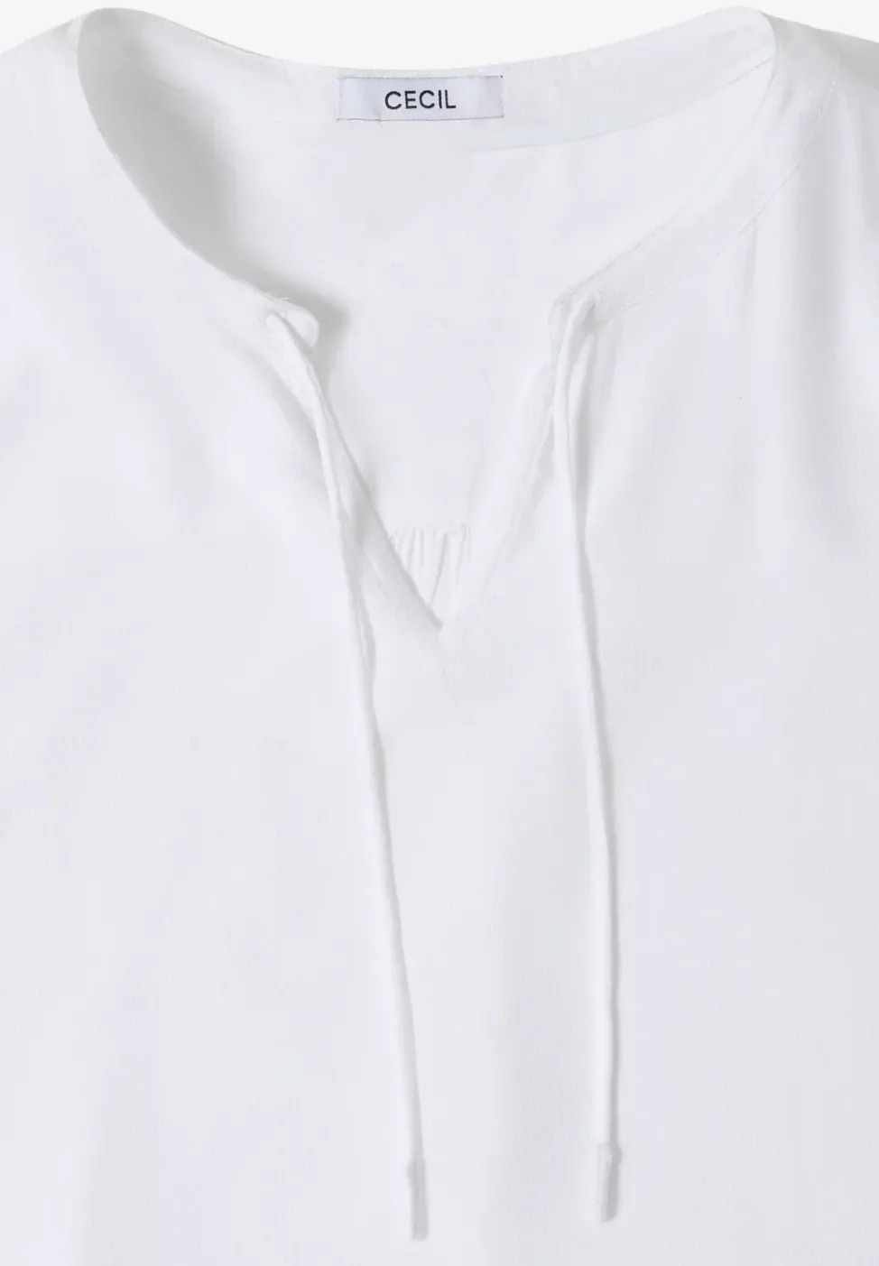 3/4-Arm Bluse mit Split Neck und Bändern