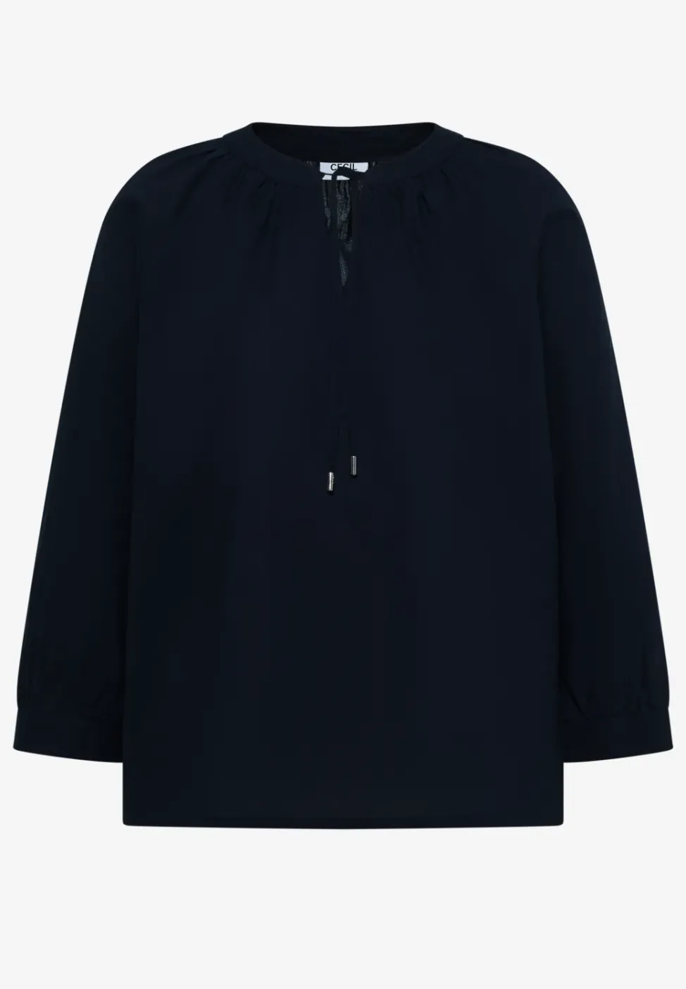 3/4-Arm Bluse mit Split Neck in Unifarbe