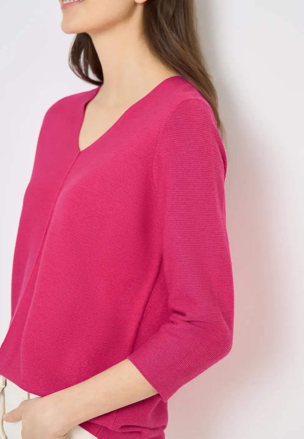 3/4-Arm Pullover mit Struktur