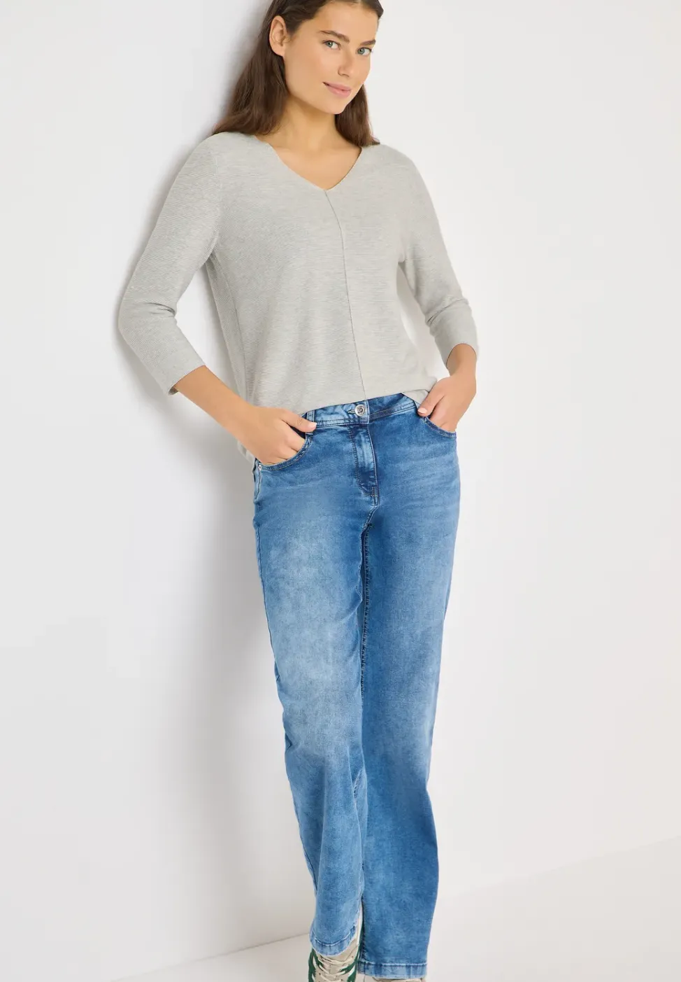 3/4-Arm Pullover mit Struktur