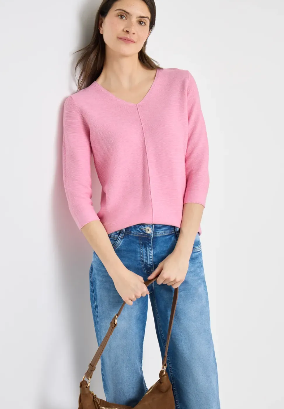 3/4-Arm Pullover mit Struktur