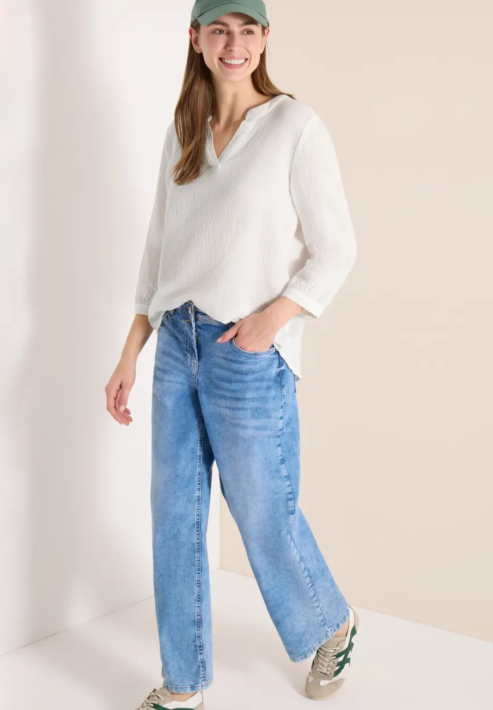 3/4-Arm Bluse in Musselin-Qualität