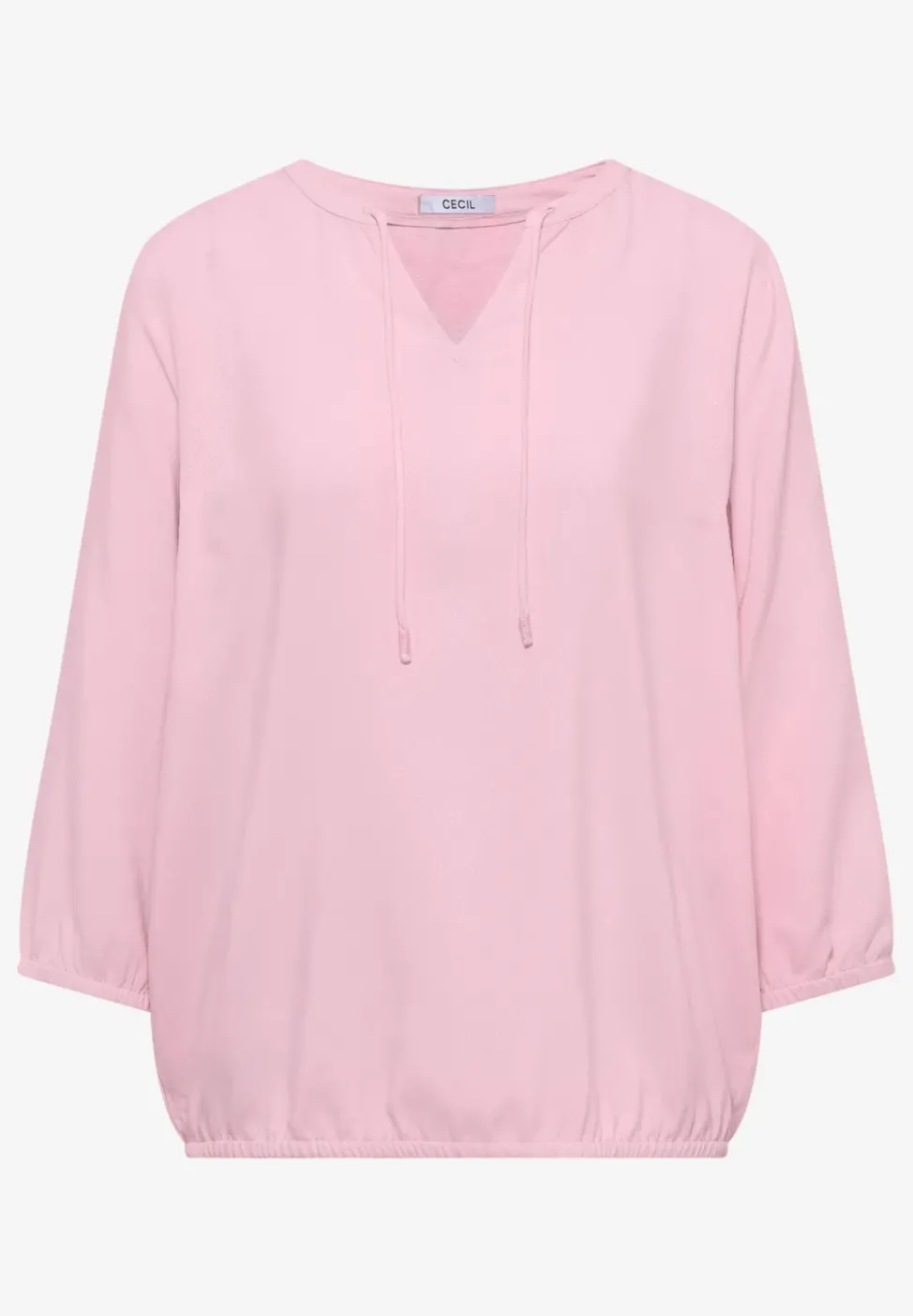 3/4-Arm Bluse mit Split Neck und Bändern