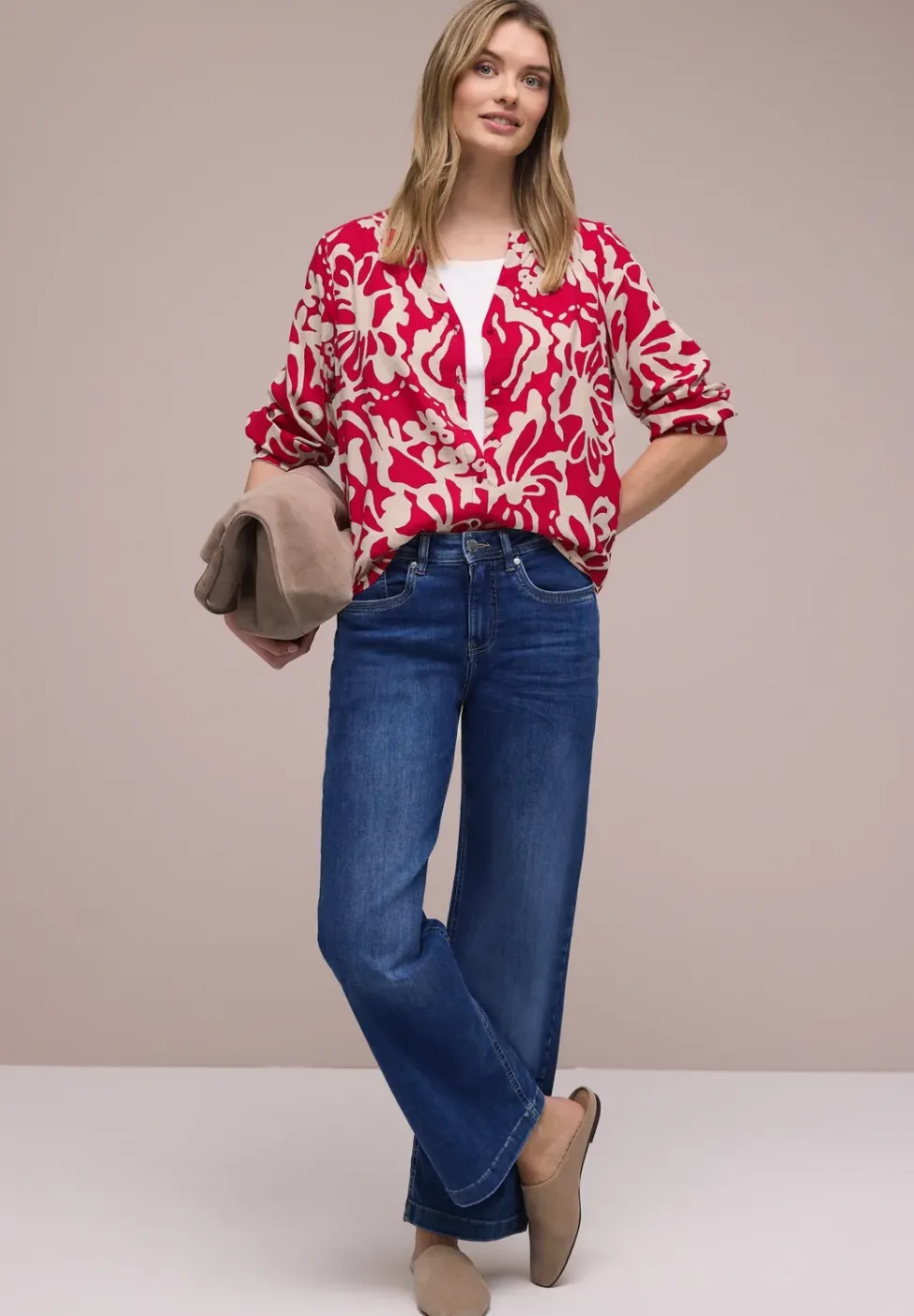 3/4-Arm Bluse mit Tapedetails