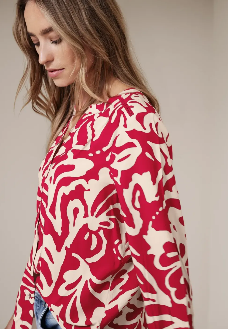 3/4-Arm Bluse mit Tapedetails