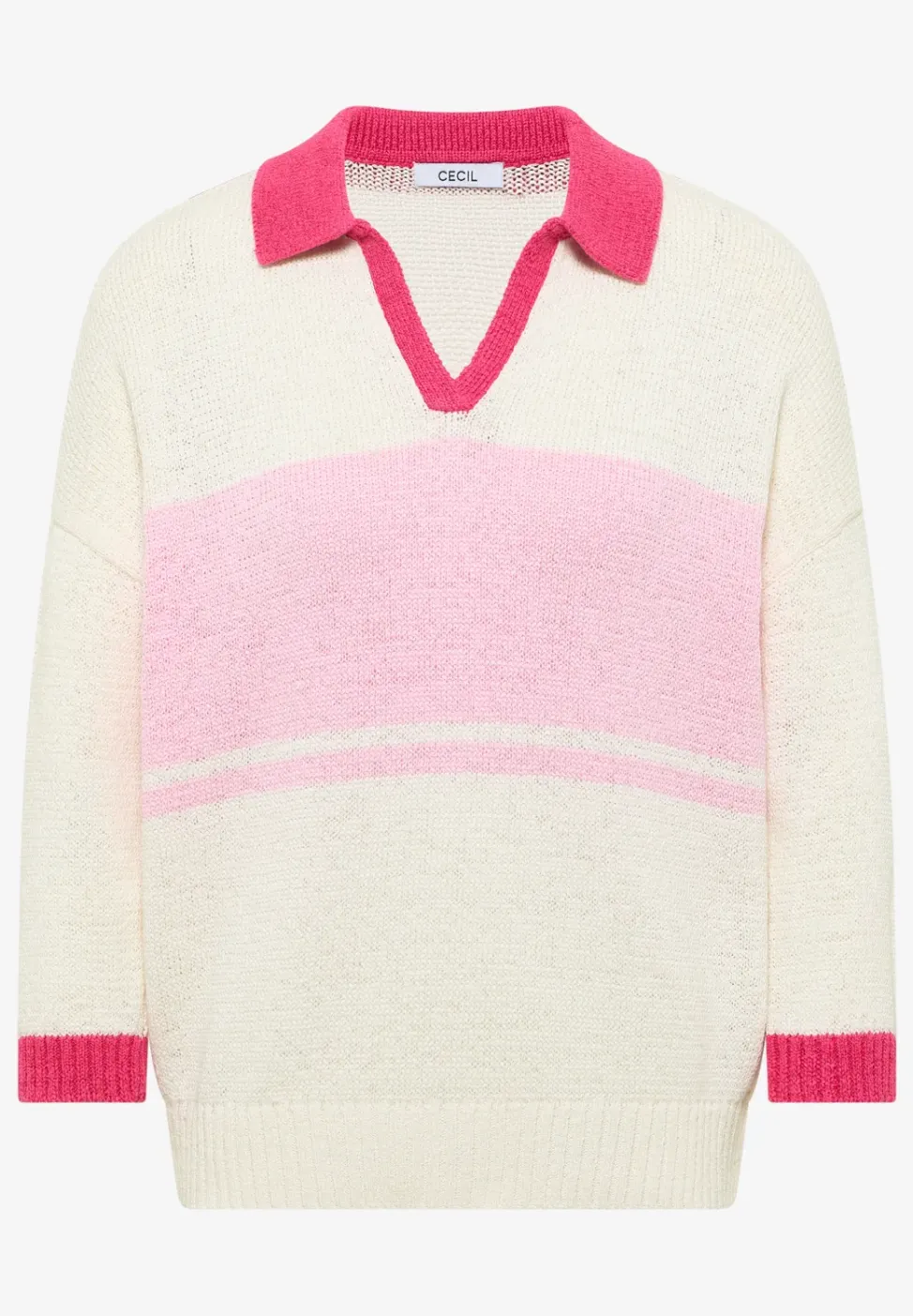 3/4-Arm Pullover mit Polokragen