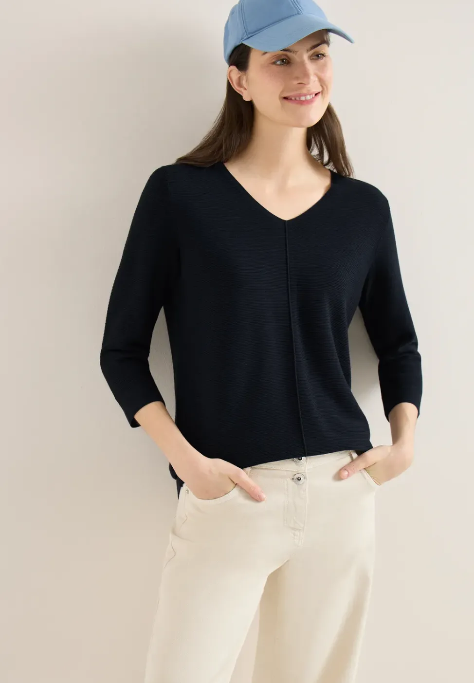 3/4-Arm Pullover mit Struktur