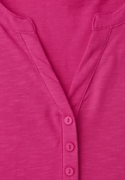 3/4-Arm Shirt mit Split Neck und Knöpfen
