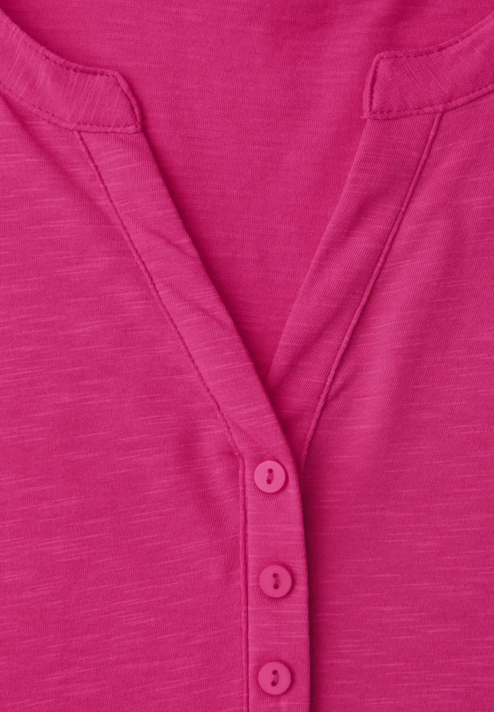 3/4-Arm Shirt mit Split Neck und Knöpfen