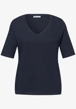 Basic T-Shirt mit V-Neck in Unifarbe