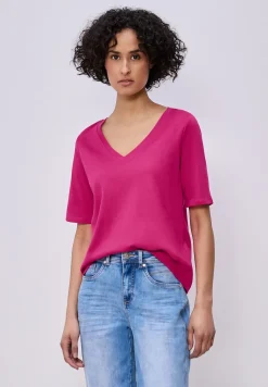 Basic T-Shirt mit V-Neck in Unifarbe