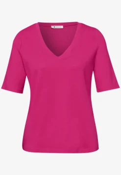 Basic T-Shirt mit V-Neck in Unifarbe