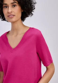 Basic T-Shirt mit V-Neck in Unifarbe