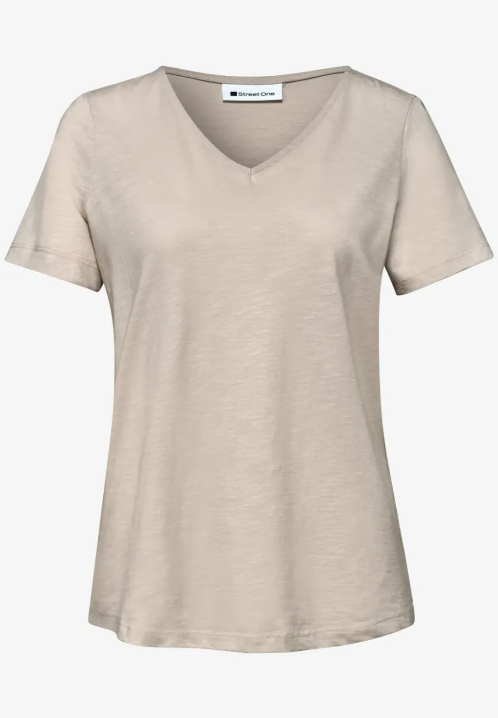 Basic T-Shirt mit V-Neck in Unifarbe