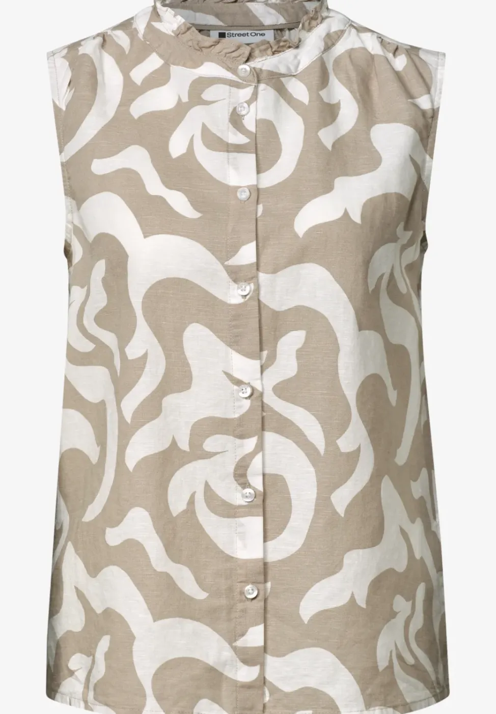 Bluse aus Leinenmix mit Rüschen