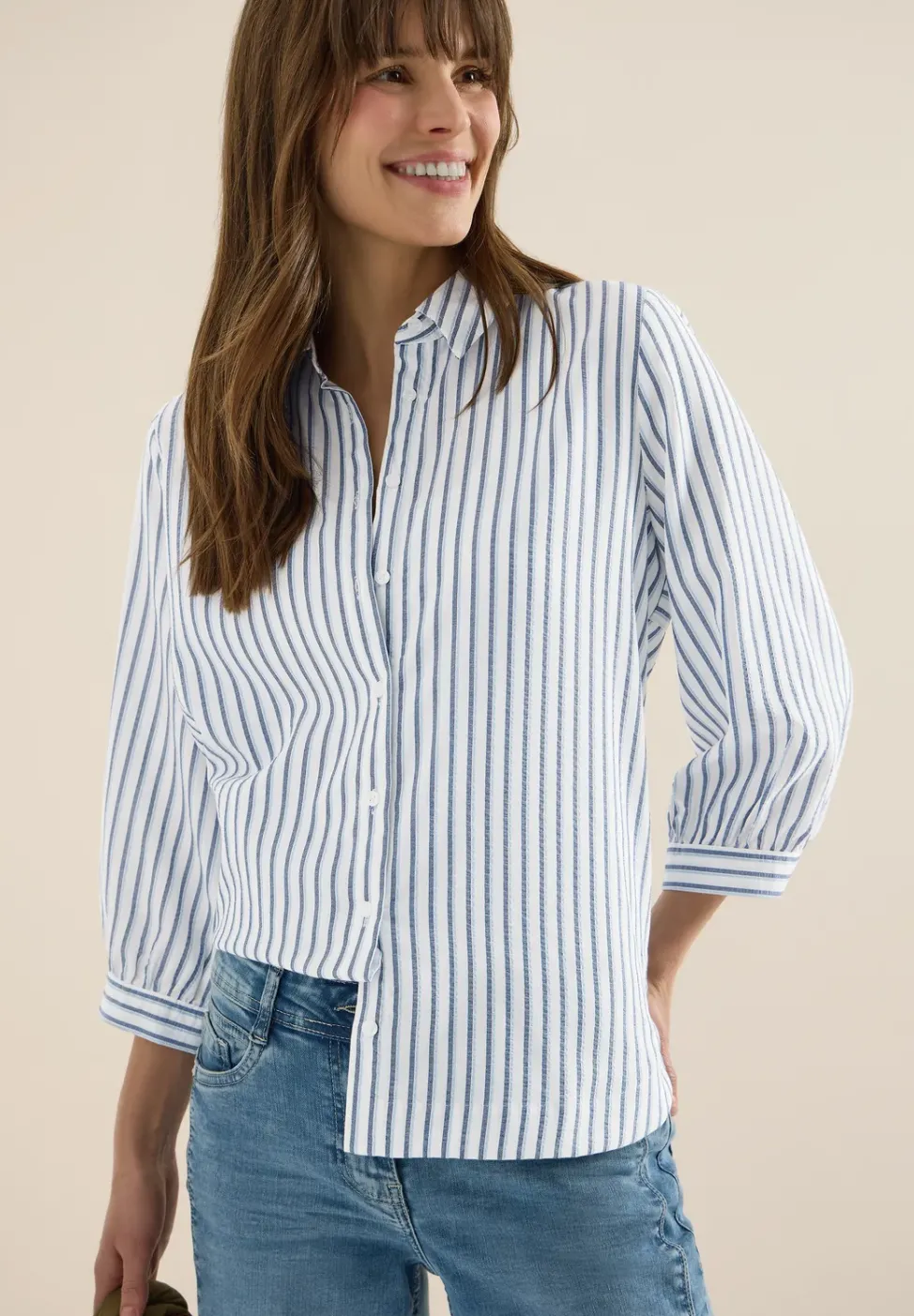 Bluse in Seersucker Qualität