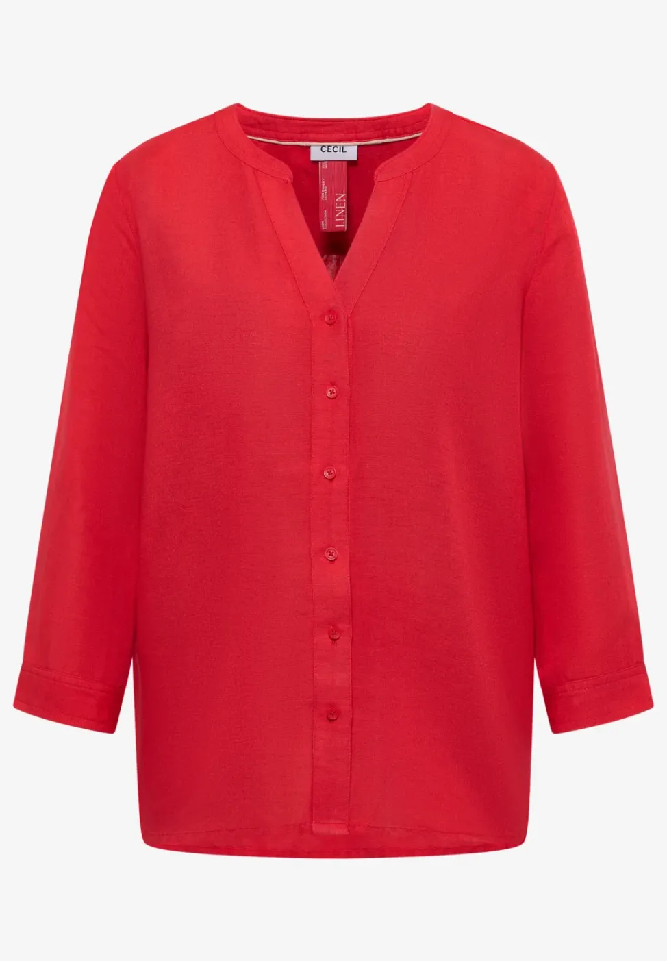 Bluse mit Split Neck aus Leinenmix