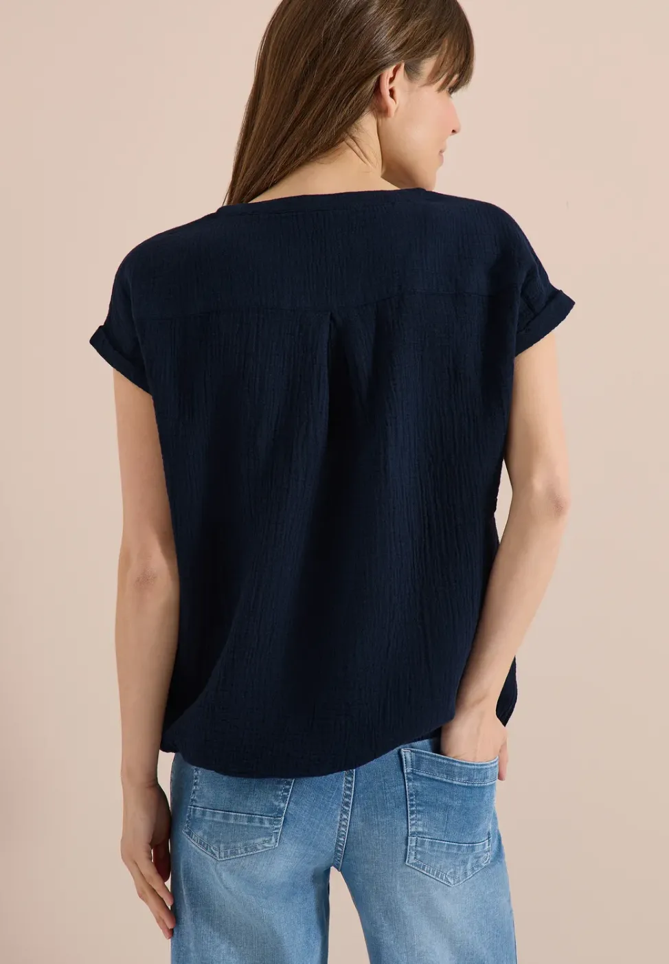 Bluse mit Split Neck aus Musselinstoff