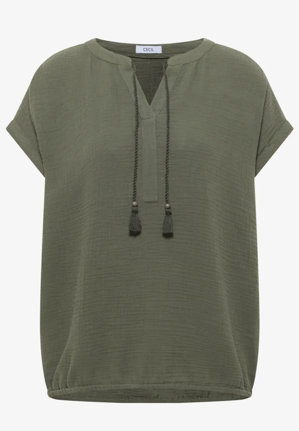 Bluse mit Split Neck aus Musselinstoff