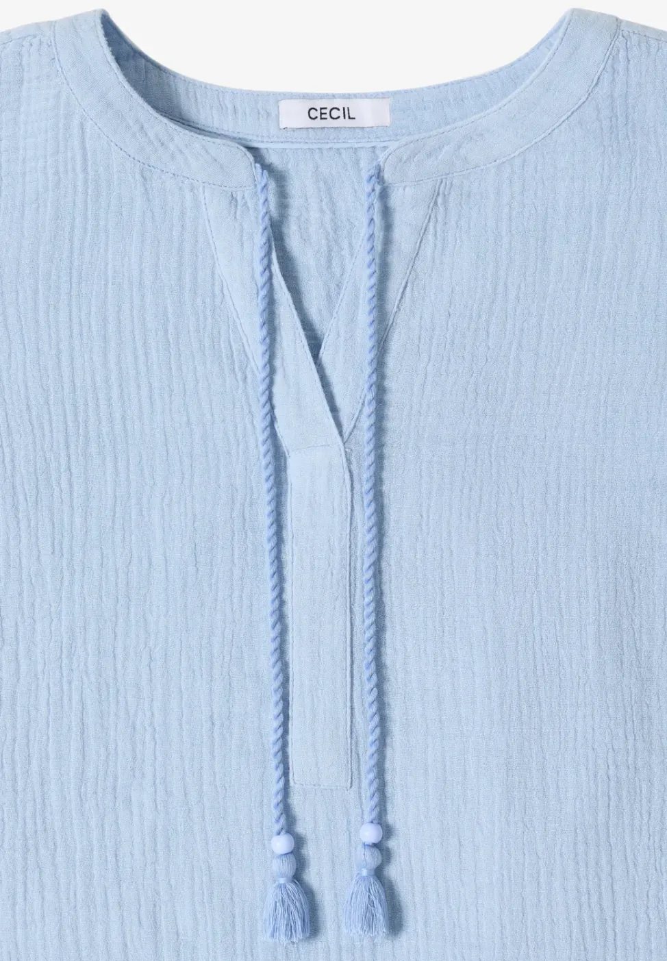 Bluse mit Split Neck aus Musselinstoff