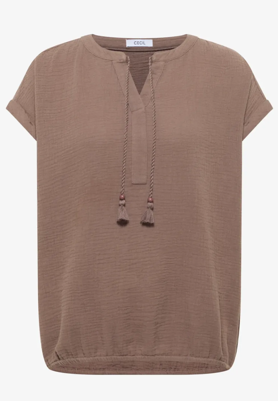 Bluse mit Split Neck aus Musselinstoff
