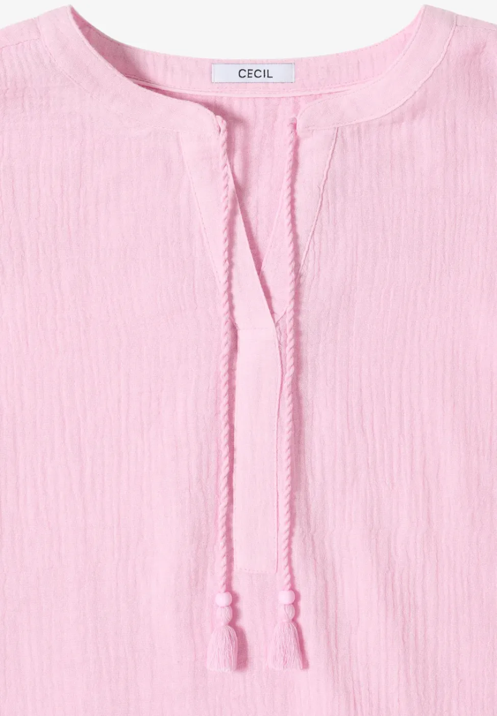 Bluse mit Split Neck aus Musselinstoff