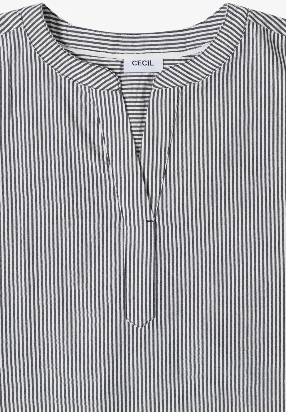 Bluse mit Split Neck in Seersuckerqualität