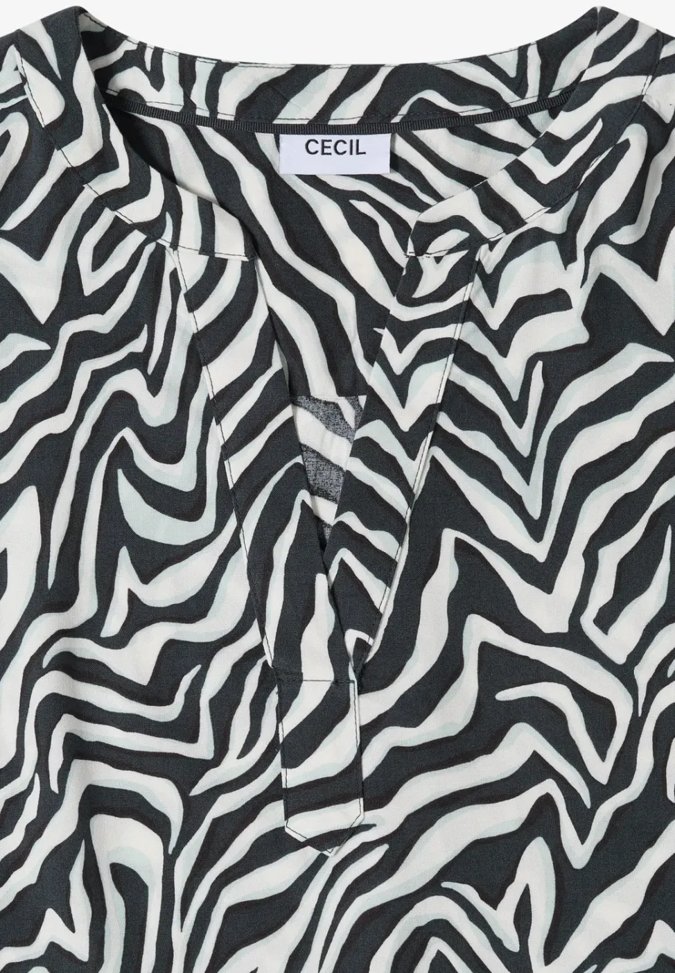Bluse mit Split Neck und Zebra-Print
