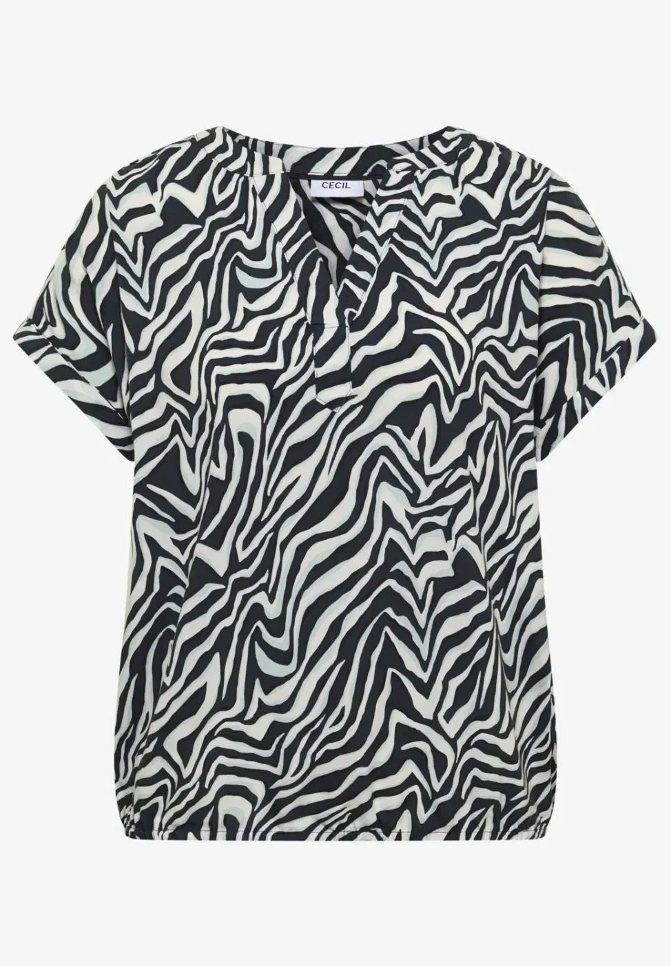 Bluse mit Split Neck und Zebra-Print
