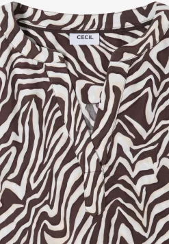 Bluse mit Split Neck und Zebra-Print