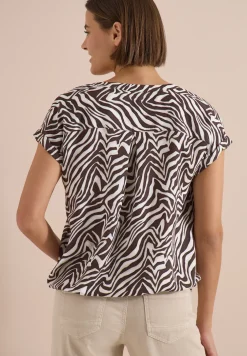 Bluse mit Split Neck und Zebra-Print