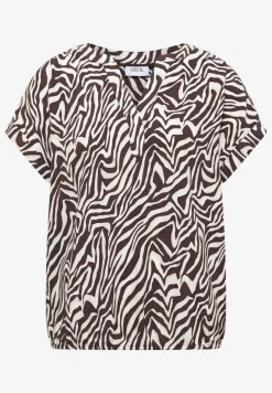 Bluse mit Split Neck und Zebra-Print