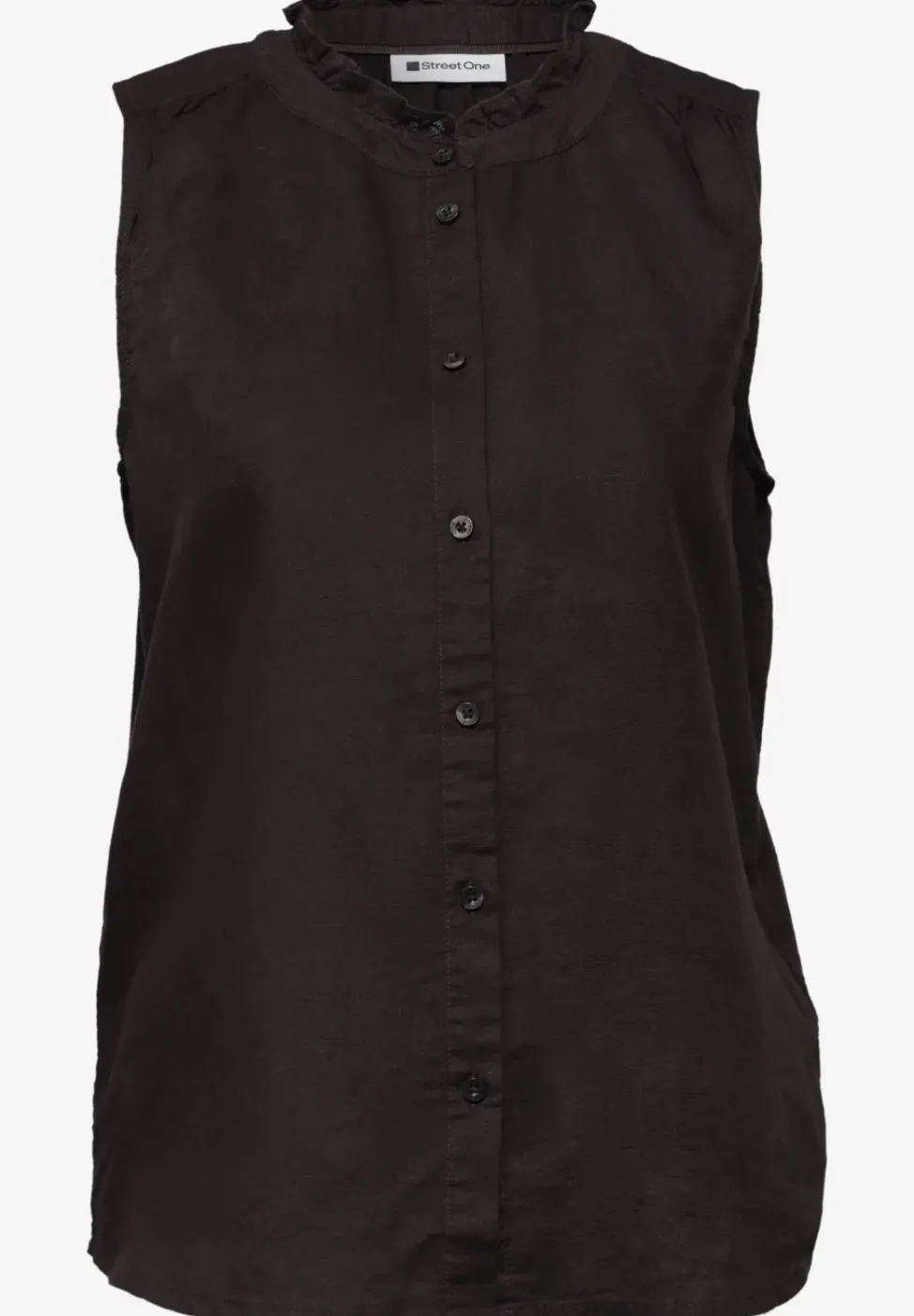 Bluse aus Leinenmix mit Rüschen
