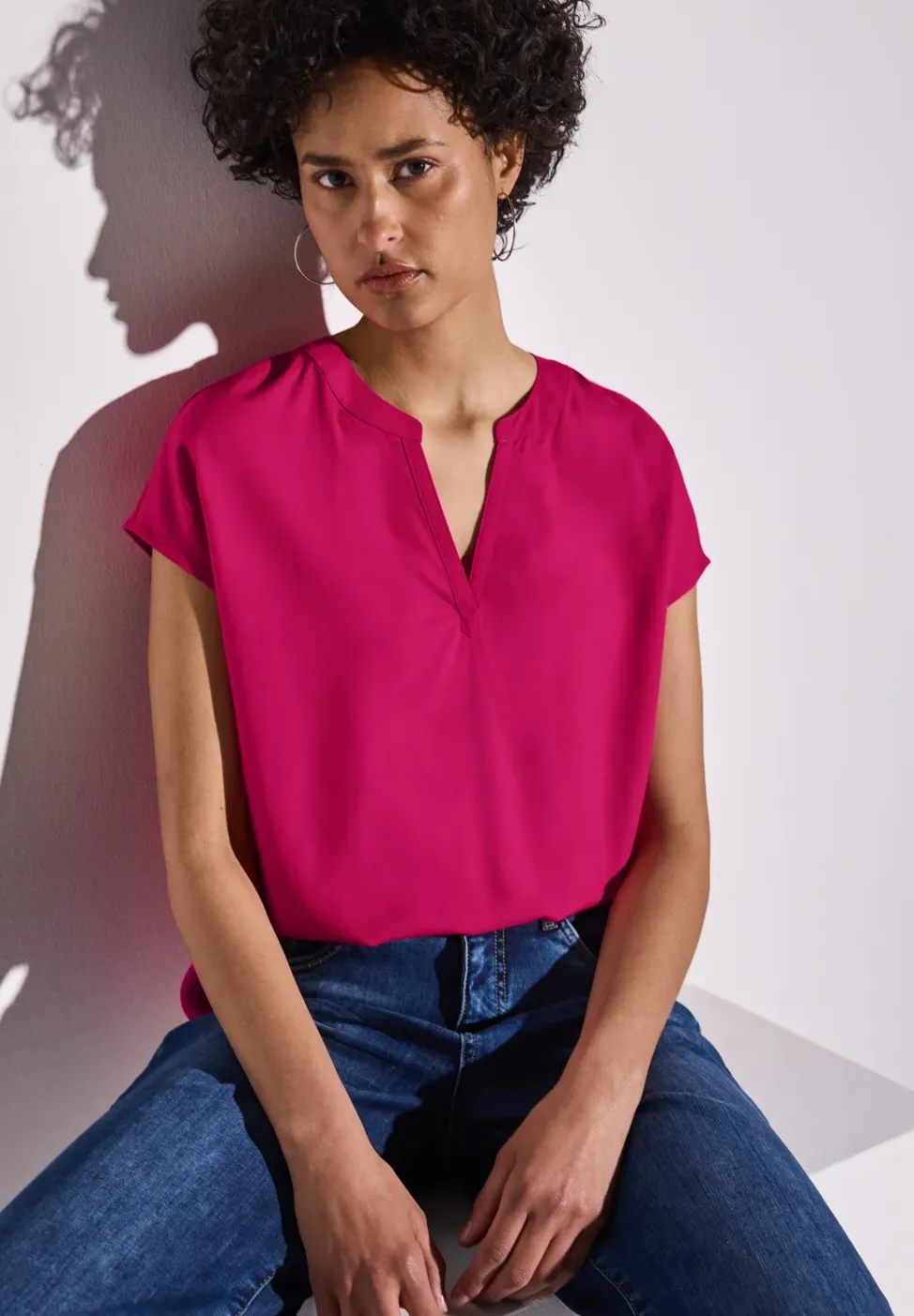 Bluse in Unifarbe