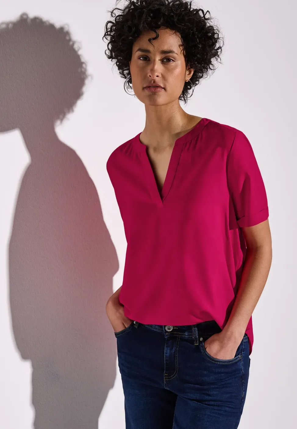 Bluse in Unifarbe