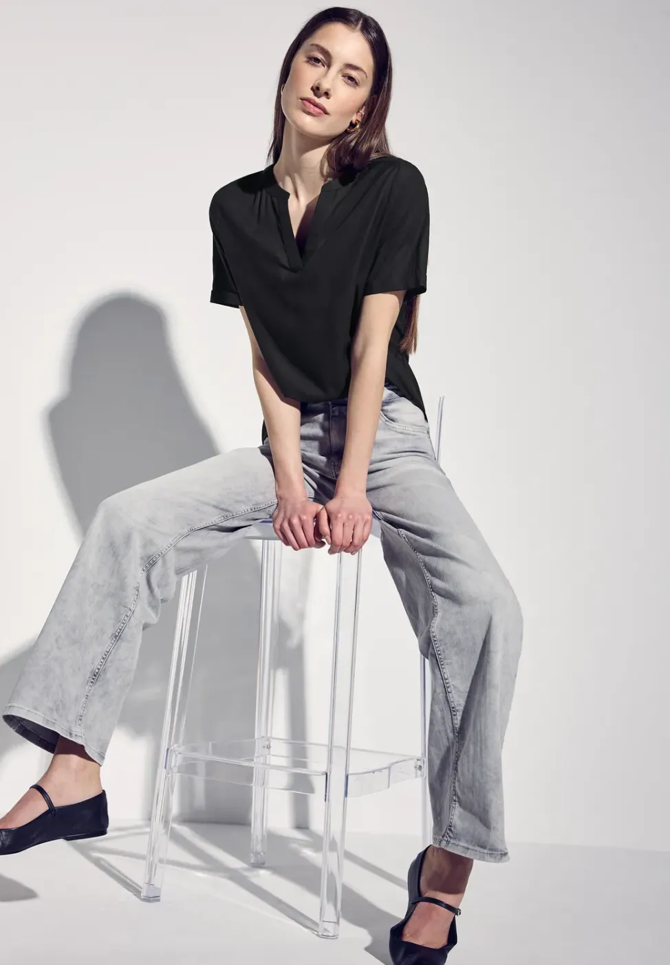 Bluse in Unifarbe