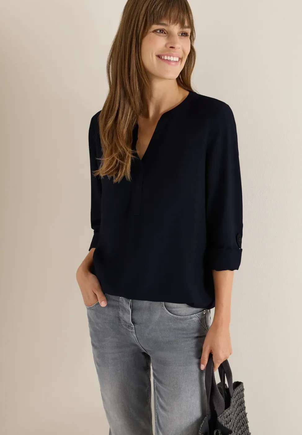 Bluse in Unifarbe