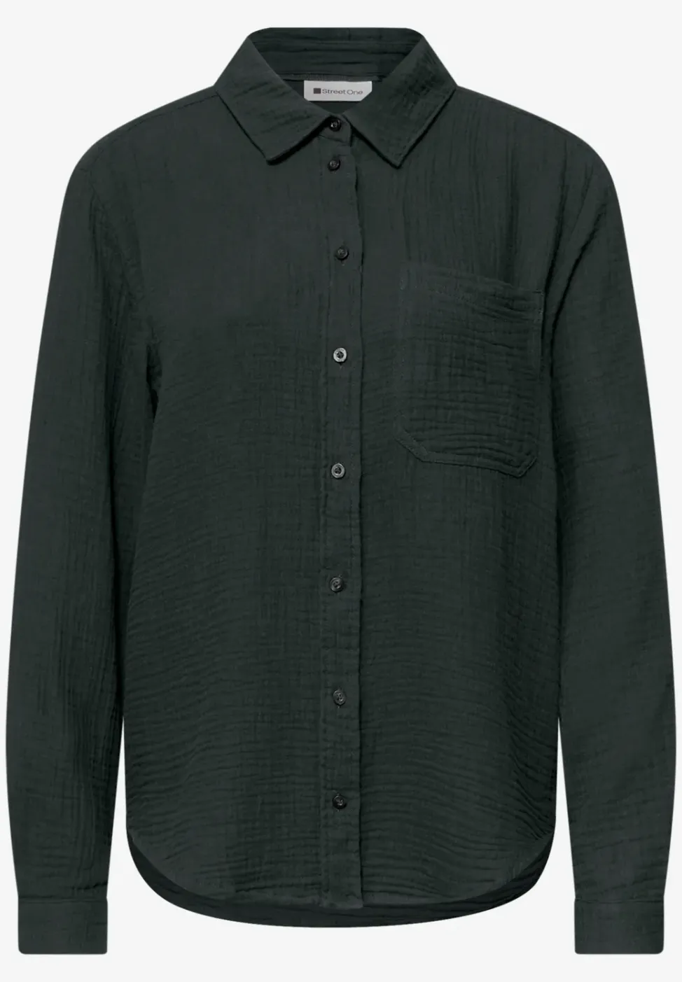 Bluse mit Hemdkragen aus Musselinstoff