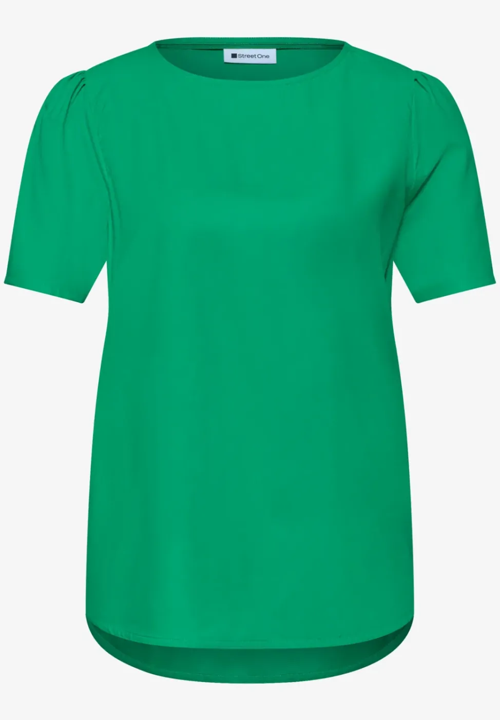 Bluse mit Rundhals und kurzen Puffärmeln