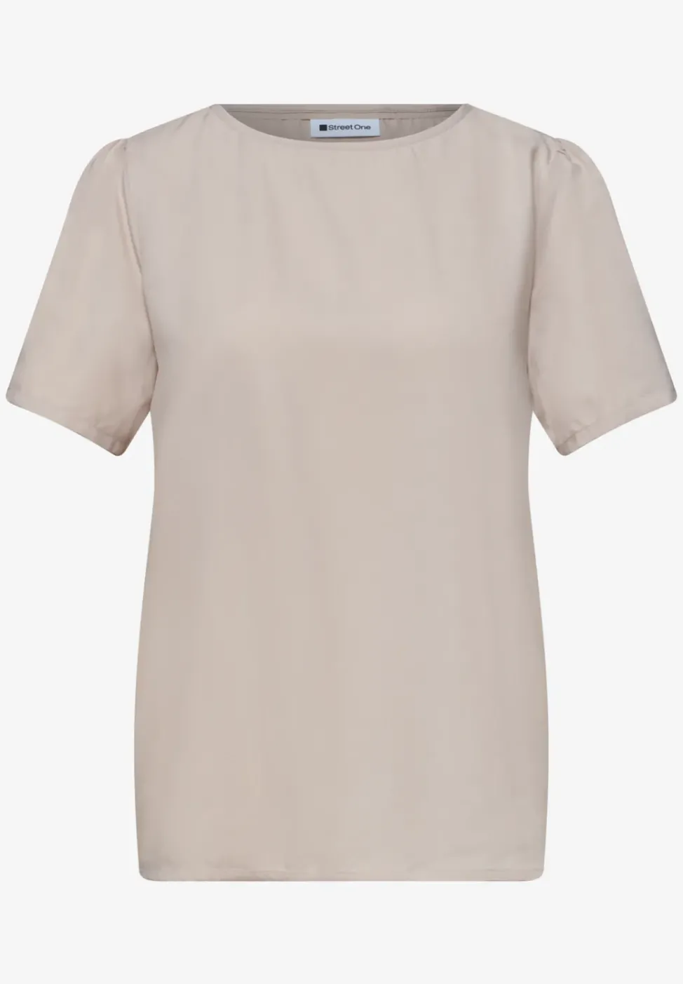 Bluse mit Rundhals und kurzen Puffärmeln